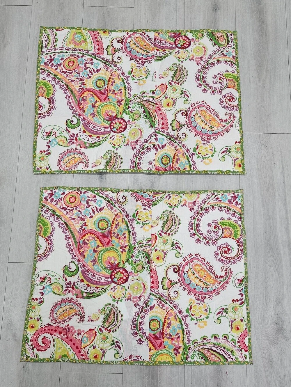 Studio D Chloe Quilted Pillow Shams Cotton Bright Spring Floral Pink Green NEW